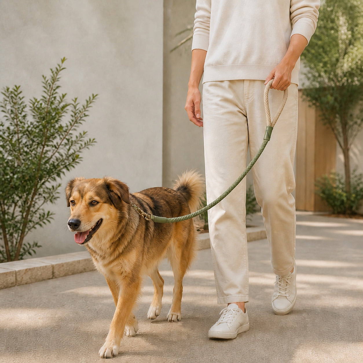 Zuremi Round Rope Dog Leash side view