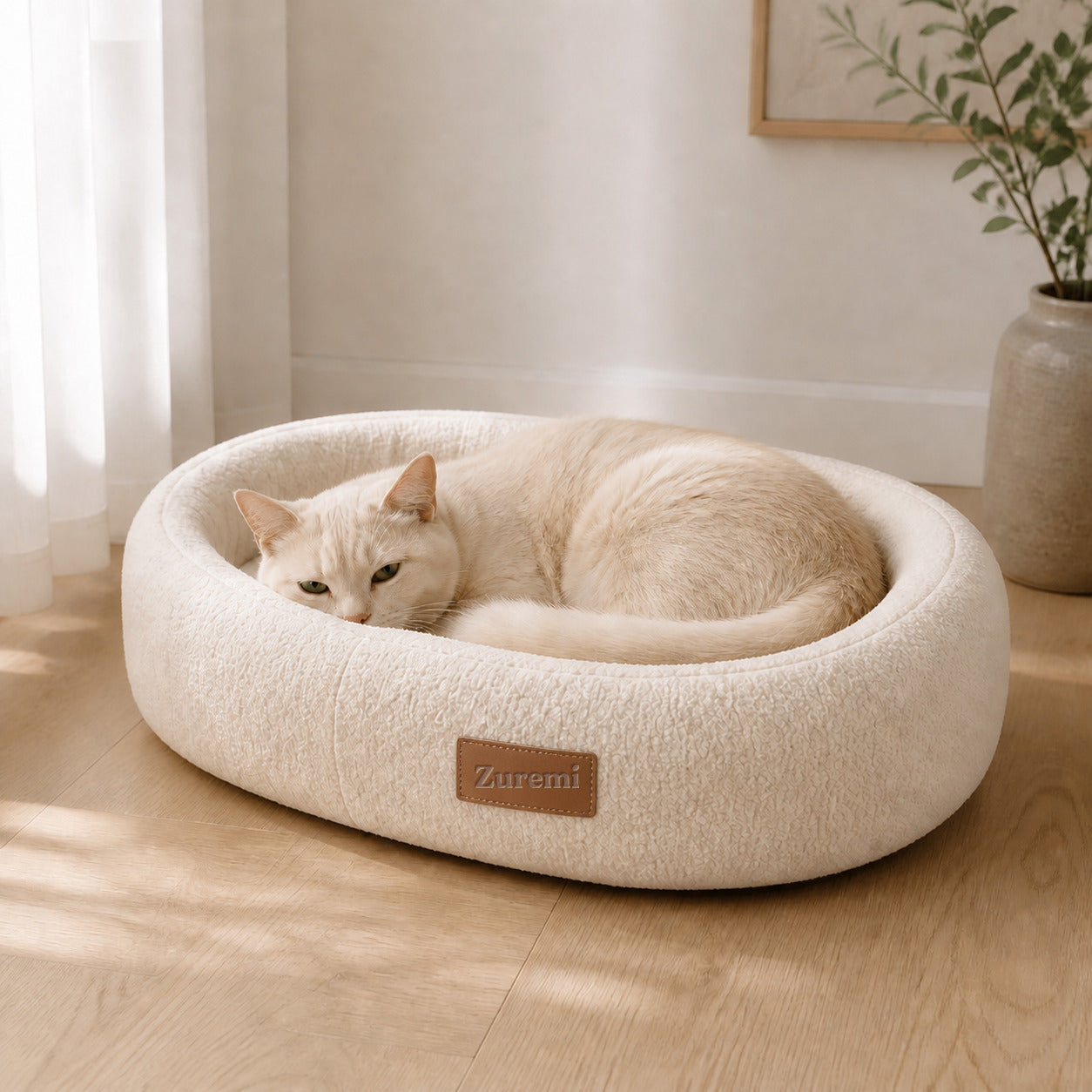 Zuremi Soft Oval Cat Bed side view